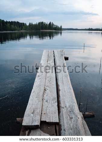sunny tourist track with boardwalks in natural environment