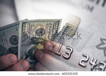 Money and Credit Card, concept business picture, financial background, texture