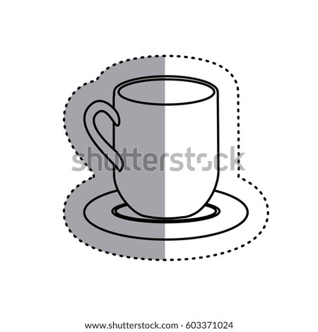 sticker silhouette dish porcelain with mug icon vector illustration