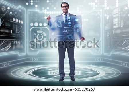 Businessman in big data management concept