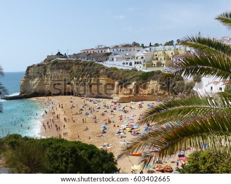 Algarve / Carvoeiro Beach / picture showing the Carvoeiro Beach in Algarve coast in Portugal, taken in August 2016.