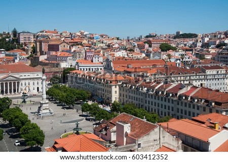 Lisbon red roofs. A view from the rooftop. 