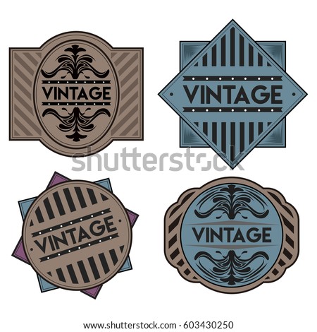 Set of different vintage labels, Vector illustration