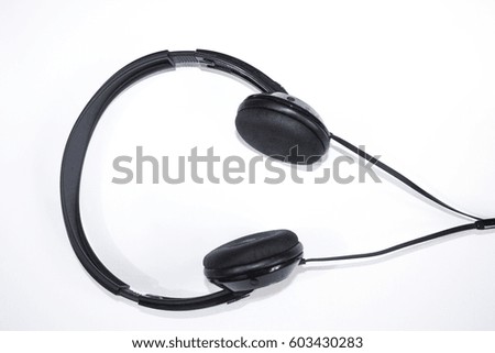  big black audio headphones on white background
