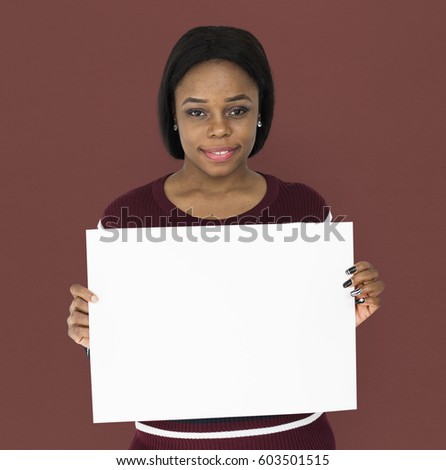 Woman Holding Board Banner Advertising