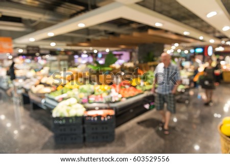 Blurred background : inside of the supermarket