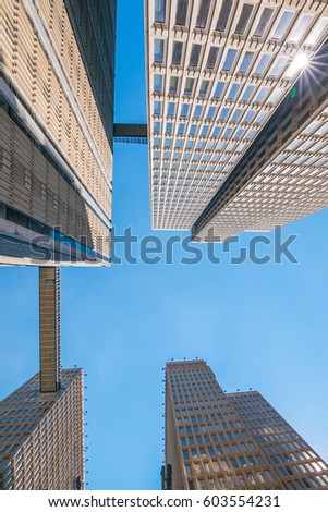 Office building in downtown Atlanta with blue sky