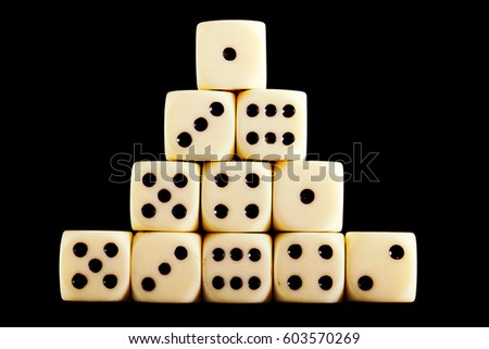 White dice isolated on black background