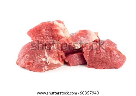 Raw juicy meat isolated on a white background