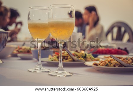 dinner by the sea / soft focus picture / Vintage concept