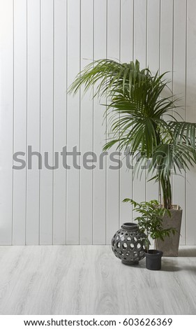 modern shelf behind natural white wooden wall vertical style