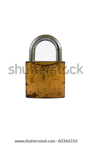 Rusted Open Padlock, isolated on white background