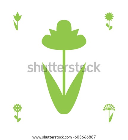 Flower Vector Icon or Symbol Isolated. Collection of Various Decorative Blossom Plants
