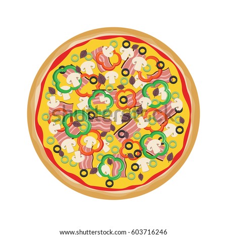 Italian pizza, isolated vector illustration