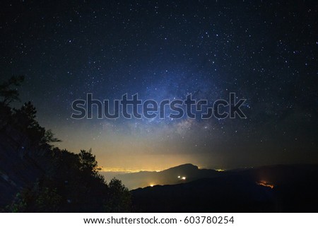Milky Way Galaxy at Doi inthanon Chiang mai, Thailand.Long exposure photograph.