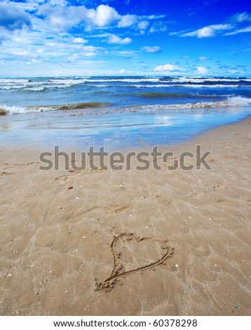 Symbol of love on the beach