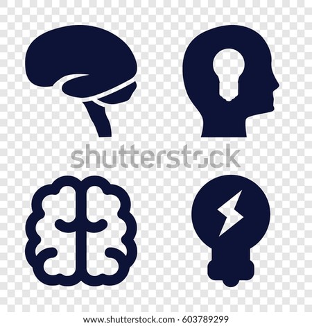 Set of 4 brainstorm filled icons such as brain, bulb