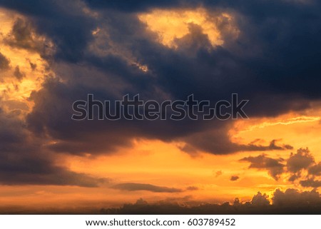 Dramatic sky with cloud at sunset