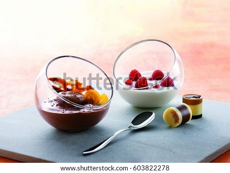 dessert  bowl, chocolate Royalty-Free Stock Photo #603822278