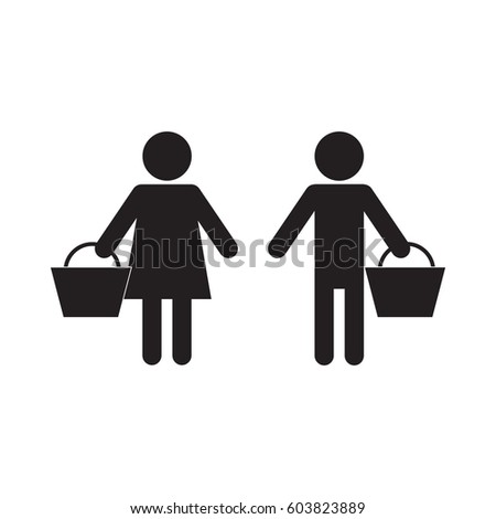 man and woman with a basket icon