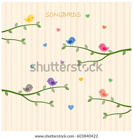 Little Birdies on Tree Branches - Songbirds