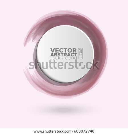 Brush color watercolor round stroke on pastel colour background. Vector illustration of grunge circle stains