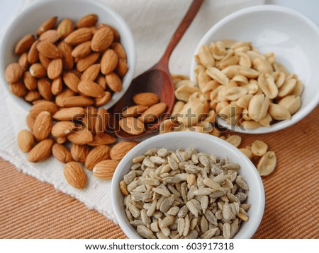 almonds,sunflower seeds and peanuts