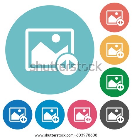 Horizontally move image flat white icons on round color backgrounds
