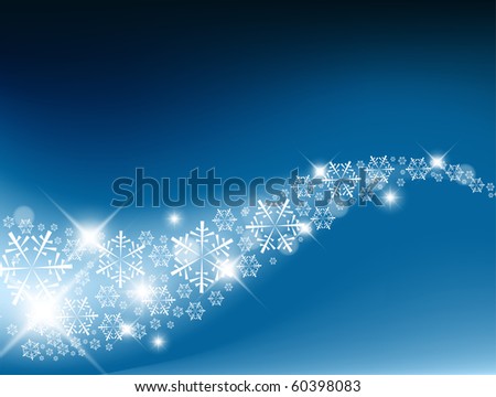 Blue Abstract background with white snowflakes