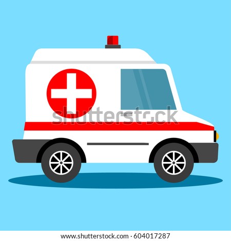 Vector illustration ambulance car. Ambulance auto paramedic emergency. Ambulance vehicle medical evacuation.