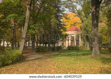Terezin fortress town, classicist summer-house in the autumn sunshine