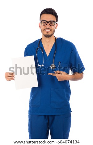 Young medical doctor, isolated on white background