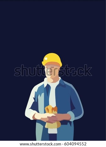 Builder in yellow helmet