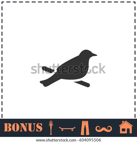 Bird icon flat. Simple illustration symbol and bonus pictogram