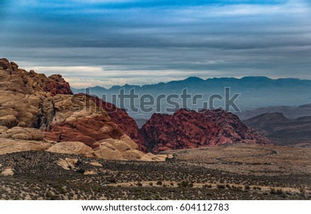 Twocoloured Rock in the Red Rock Canyon National Conservation Area Royalty-Free Stock Photo #604112783