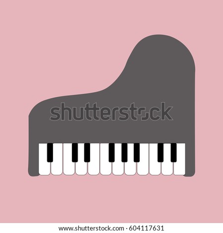 music vintage card with white grand piano and notes. Music instrument. Vector illustration