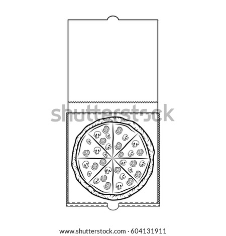 Pizza House Badge. Box Label. Traditional Italian Cuisine. Vector Illustration. Isolated On White Background.