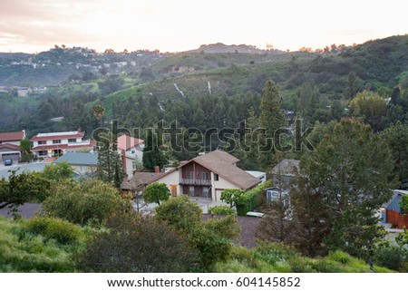 Homes near the Hollywood Hills Royalty-Free Stock Photo #604145852