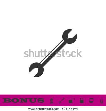 Wrench icon flat. Black pictogram on white background. Vector illustration symbol and bonus button