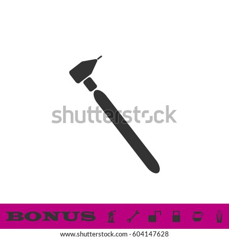 Tooth drilling machine icon flat. Black pictogram on white background. Vector illustration symbol and bonus button
