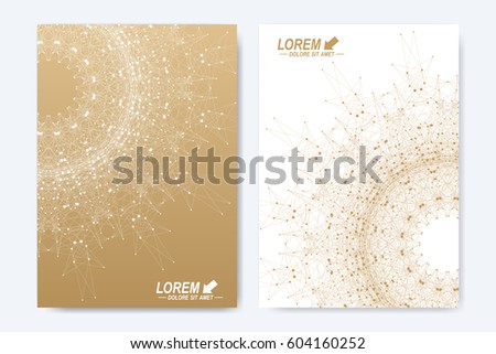 Modern vector template for brochure, leaflet, flyer, cover, catalog, magazine or annual report in A4 size. Business, science and technology design book layout. Presentation with golden mandala