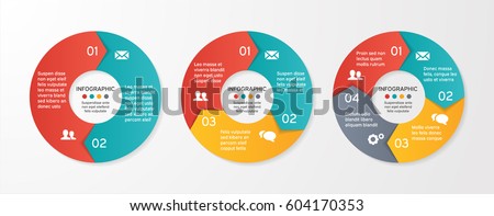 Set of vector circle arrows for infographic. Template for cycle diagram, options, graph, web design, presentation and round chart. Business concept with 4 steps. Abstract background. Royalty-Free Stock Photo #604170353