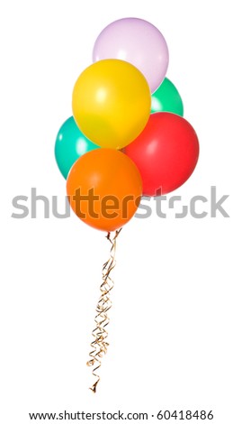 Bunch of colorful balloons isolated on white background