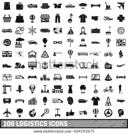 100 logistics icons set in simple style for any design vector illustration