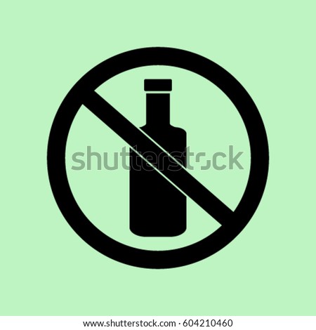 No alcohol icon, bottle prohibited vector illustration Royalty-Free Stock Photo #604210460