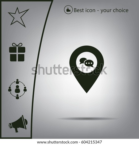 Speech Bubble Chat Icon, pin mark