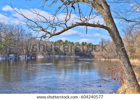 Photo of river from river shoreline.