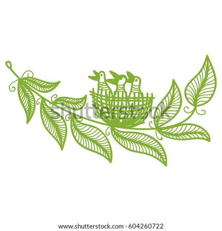 Nest and branch. Vector illustration.