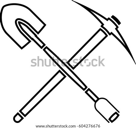 Shovel And Pickaxe Icon Vector Illustration