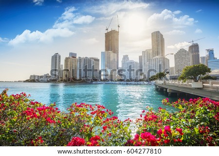 Downtown Miami on a beautiful sunny day, Florida, USA.